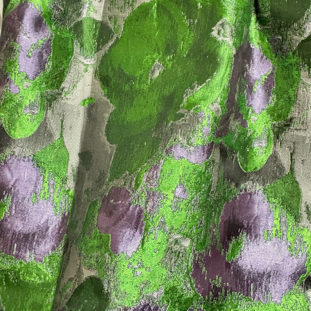 Green and Purple Floral Sleeveless Jaquard Dress - Picture 10 of 12